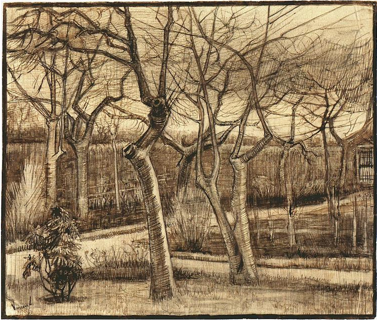 Vincent van Gogh El jardín de la vicaría Drawing Vincent van Gogh's El jardín de la vicaría Drawing