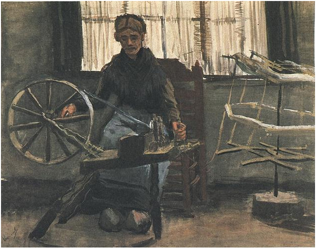Vincent van Gogh's Woman Reeling Yarn Watercolor