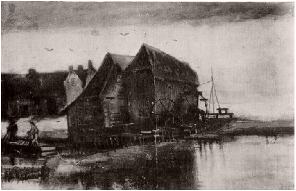 Vincent van Gogh Water Mill at Gennep Watercolor Vincent van Gogh's Water Mill at Gennep Watercolor