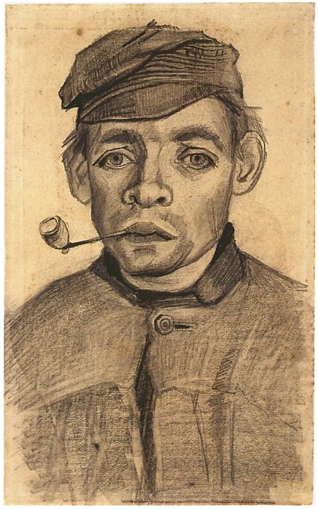 Vincent van Gogh Cabeza de un muchacho con una pipa Drawing Vincent van Gogh's Cabeza de un muchacho con una pipa Drawing
