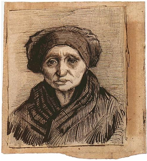 Vincent van Gogh Cabeza de una mujer Drawing Vincent van Gogh's Cabeza de una mujer Drawing
