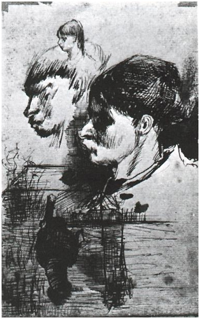 Vincent van Gogh Bosquejos de cabezas Drawing Vincent van Gogh's Bosquejos de cabezas Drawing