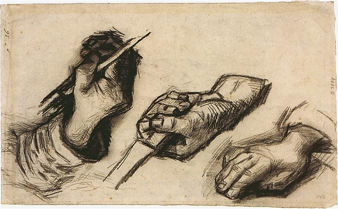 Vincent van Gogh Tres manos, dos con cuchillos Drawing Vincent van Gogh's Tres manos, dos con cuchillos Drawing