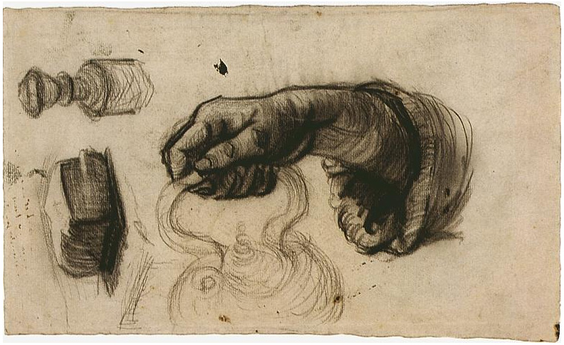 Vincent van Gogh Mano con una tetera, la pata de una silla y un trozo de pan Drawing Vincent van Gogh's Mano con una tetera, la pata de una silla y un trozo de pan Drawing
