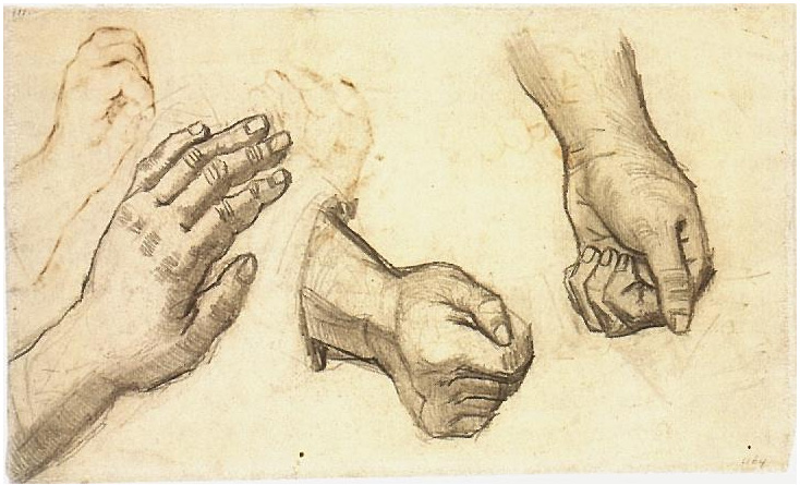 Vincent van Gogh Tres manos Drawing Vincent van Gogh's Tres manos Drawing