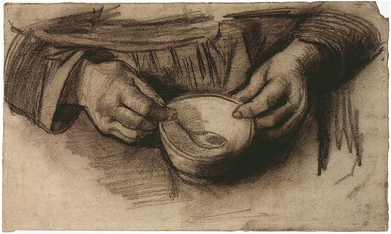 Vincent van Gogh Regazo Con manos y un cuenco Drawing Vincent van Gogh's Regazo Con manos y un cuenco Drawing