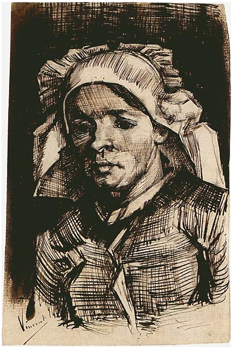Vincent van Gogh Cabeza de una mujer Drawing Vincent van Gogh's Cabeza de una mujer Drawing