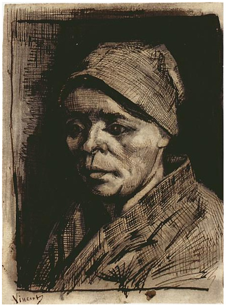 Vincent van Gogh Cabeza de una mujer Drawing Vincent van Gogh's Cabeza de una mujer Drawing