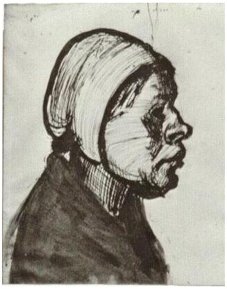 Vincent van Gogh Mujer campesina, Cabeza Drawing Vincent van Gogh's Mujer campesina, Cabeza Drawing