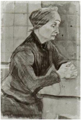 Vincent van Gogh Mujer con manos juntas, de media longitud Watercolor Vincent van Gogh's Mujer con manos juntas, de media longitud Watercolor