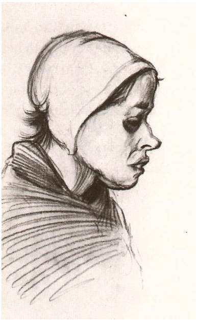 Vincent van Gogh Mujer campesina, Cabeza Drawing Vincent van Gogh's Mujer campesina, Cabeza Drawing