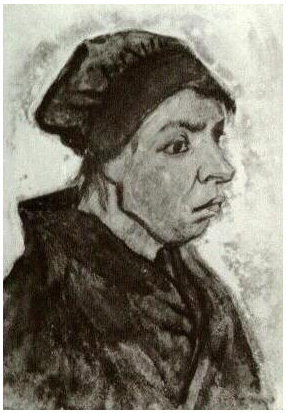 Vincent van Gogh's Peasant Woman, Head Watercolor