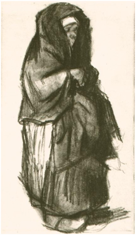 Vincent van Gogh Mujer campesina con chal sobre su cabeza, vista del lado Drawing Vincent van Gogh's Mujer campesina con chal sobre su cabeza, vista del lado Drawing