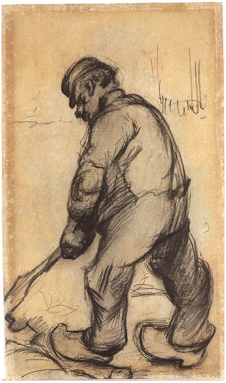 Vincent van Gogh Campesino, Excavando Drawing Vincent van Gogh's Campesino, Excavando Drawing