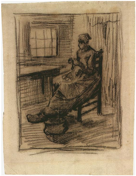 Vincent van Gogh Interior con mujer campesina pelando papas Drawing Vincent van Gogh's Interior con mujer campesina pelando papas Drawing