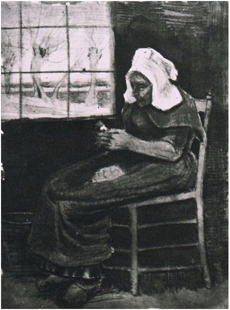 Vincent van Gogh Mujer pelando patatas cerca de una ventana Watercolor Vincent van Gogh's Mujer pelando patatas cerca de una ventana Watercolor