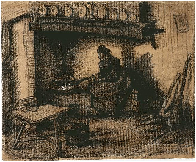 Vincent van Gogh Mujer preparando una comida Drawing Vincent van Gogh's Mujer preparando una comida Drawing
