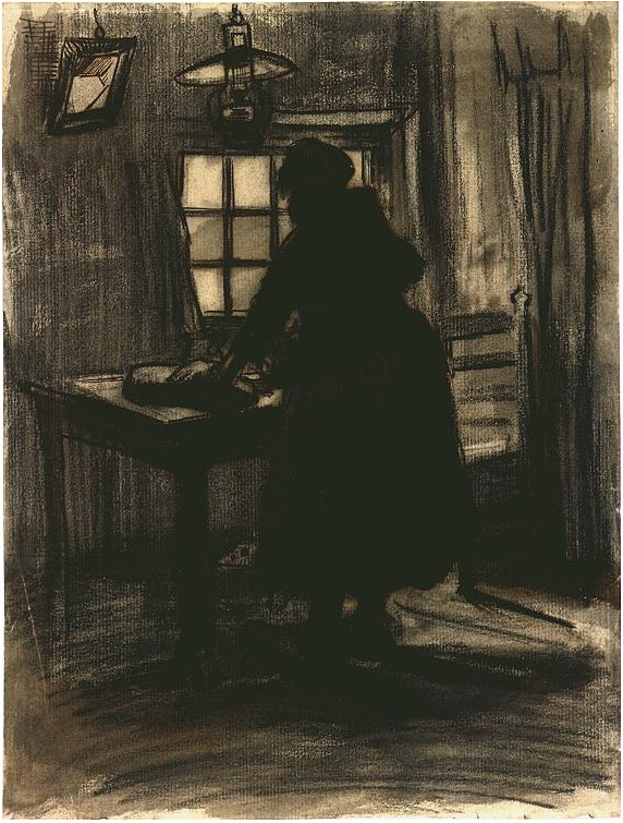 Vincent van Gogh Mujer cortando pan Drawing Vincent van Gogh's Mujer cortando pan Drawing