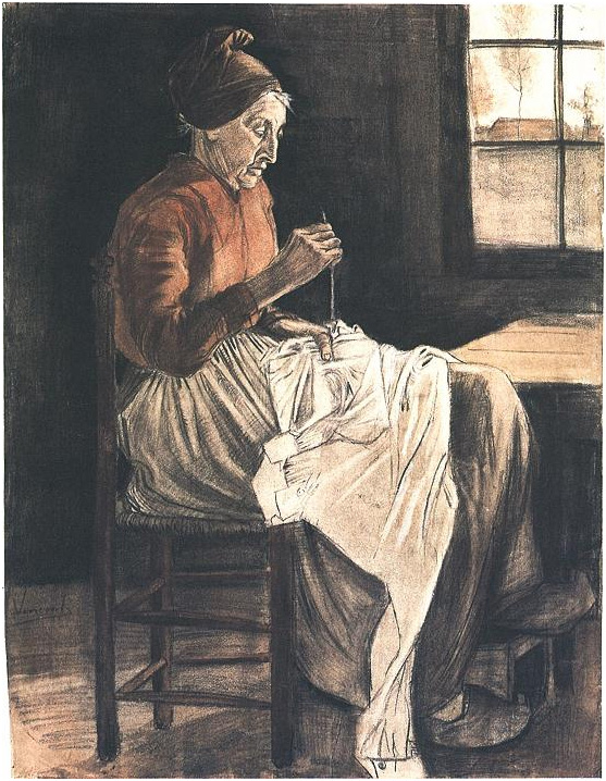 Vincent van Gogh Mujer cosiendo Watercolor Vincent van Gogh's Mujer cosiendo Watercolor