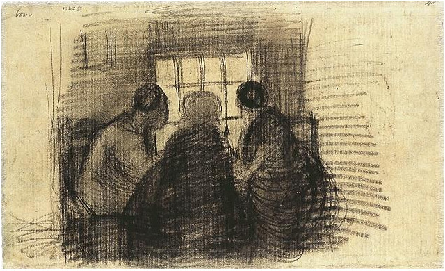 Vincent van Gogh Tres personas compartiendo una comida Drawing Vincent van Gogh's Tres personas compartiendo una comida Drawing
