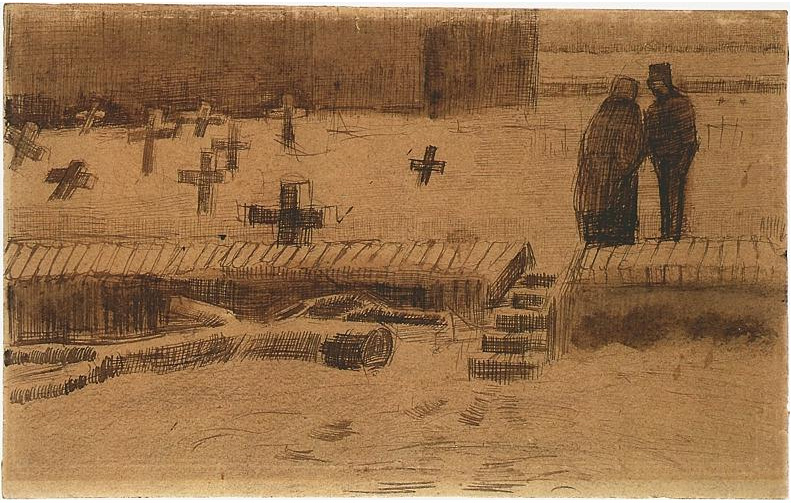 Vincent van Gogh Camposanto en invierno Drawing Vincent van Gogh's Camposanto en invierno Drawing