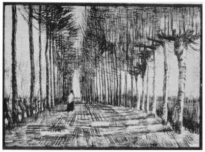 Vincent van Gogh Camino con árboles y una figura Drawing Vincent van Gogh's Camino con árboles y una figura Drawing