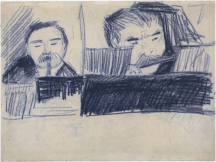 Vincent van Gogh Clarinetista y músico de piccolo Drawing Vincent van Gogh's Clarinetista y músico de piccolo Drawing