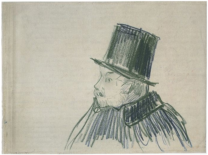 Vincent van Gogh Cabeza de un hombre con una galera Drawing Vincent van Gogh's Cabeza de un hombre con una galera Drawing