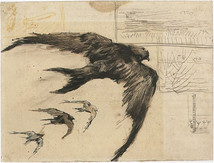 Vincent van Gogh Cuatro vencejos con bosquejos del paisaje Drawing Vincent van Gogh's Cuatro vencejos con bosquejos del paisaje Drawing