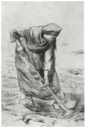 Vincent van Gogh Mujer campesina, excavando Drawing Vincent van Gogh's Mujer campesina, excavando Drawing