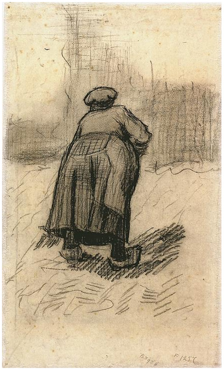Vincent van Gogh Mujer campesina levantando papas Drawing Vincent van Gogh's Mujer campesina levantando papas Drawing