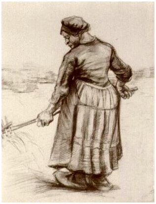 Vincent van Gogh Peasant Woman, Pitching Wheat or Hay Drawing Vincent van Gogh's Peasant Woman, Pitching Wheat or Hay Drawing