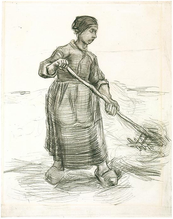 Vincent van Gogh Mujer campesina lanzando trigo Drawing Vincent van Gogh's Mujer campesina lanzando trigo Drawing