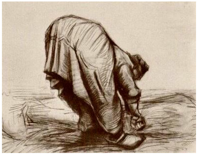 Vincent van Gogh Mujer campesina, encorvando, vista desde atrás Drawing Vincent van Gogh's Mujer campesina, encorvando, vista desde atrás Drawing