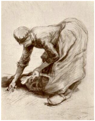 Vincent van Gogh Mujer campesina, encorvando Drawing Vincent van Gogh's Mujer campesina, encorvando Drawing