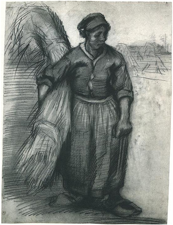 Vincent van Gogh Mujer campesina, llevando una gavilla de trigo Drawing Vincent van Gogh's Mujer campesina, llevando una gavilla de trigo Drawing