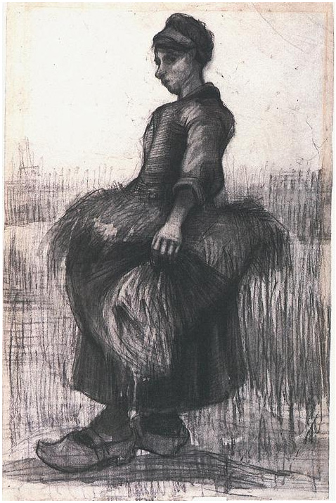 Vincent van Gogh Mujer campesina, llevando trigo en su delantal Drawing Vincent van Gogh's Mujer campesina, llevando trigo en su delantal Drawing