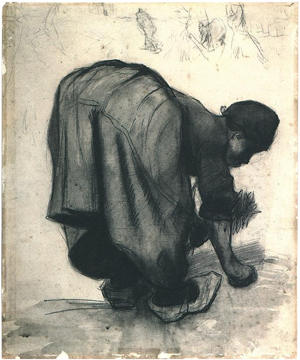 Vincent van Gogh Mujer campesina se inclinada Drawing Vincent van Gogh's Mujer campesina se inclinada Drawing