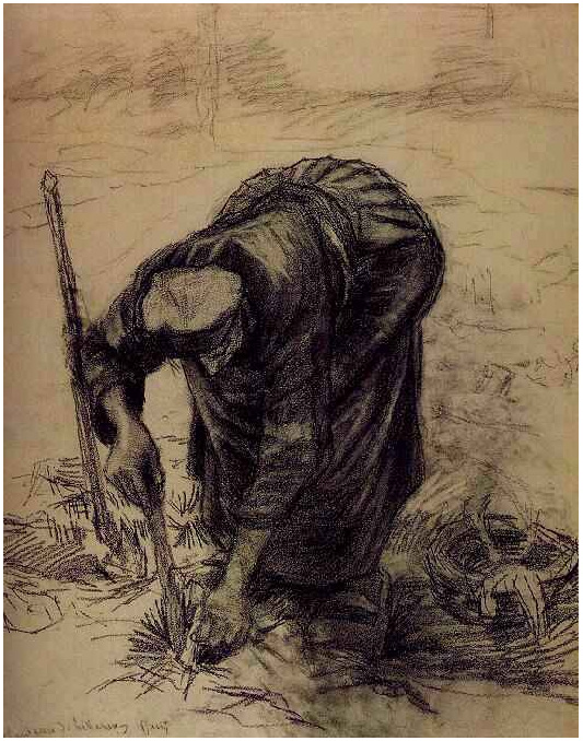 Vincent van Gogh Mujer campesina, plantando remolachas Drawing Vincent van Gogh's Mujer campesina, plantando remolachas Drawing