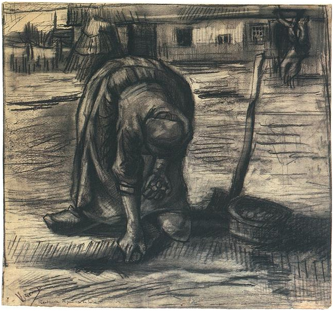 Vincent van Gogh Mujer campesina, plantando papas Drawing Vincent van Gogh's Mujer campesina, plantando papas Drawing