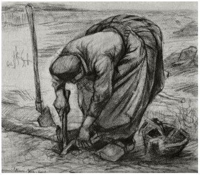 Vincent van Gogh Mujer campesina, plantando remolachas Drawing Vincent van Gogh's Mujer campesina, plantando remolachas Drawing
