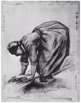 Vincent van Gogh Mujer campesina, encorvando Drawing Vincent van Gogh's Mujer campesina, encorvando Drawing