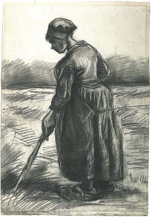 Vincent van Gogh Mujer campesina, trabajando con un palo largo Drawing Vincent van Gogh's Mujer campesina, trabajando con un palo largo Drawing
