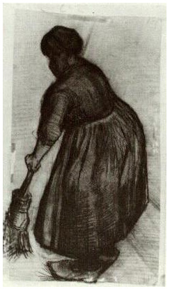 Vincent van Gogh Mujer campesina con escoba Drawing Vincent van Gogh's Mujer campesina con escoba Drawing