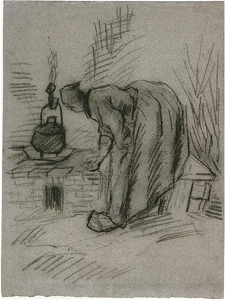 Vincent van Gogh Mujer junto a un hogar Drawing Vincent van Gogh's Mujer junto a un hogar Drawing