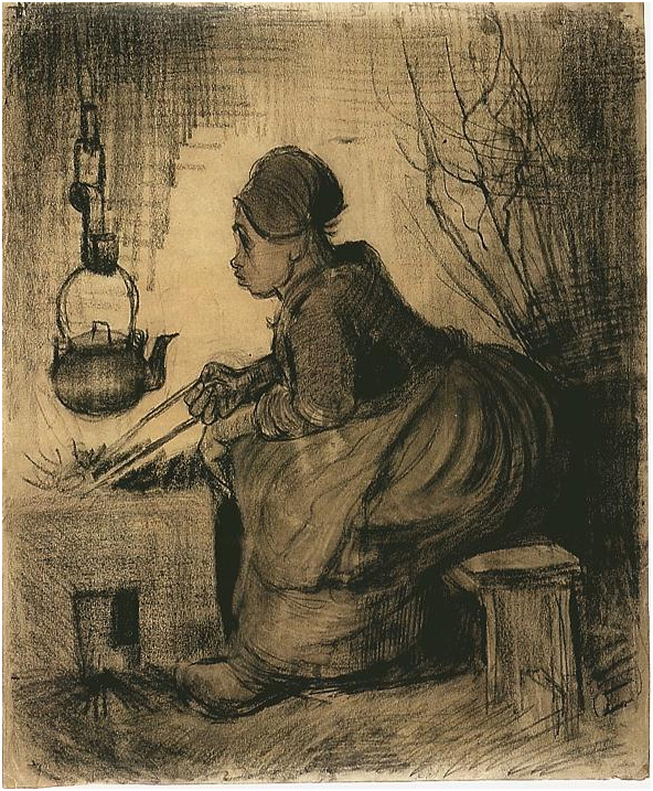 Vincent van Gogh Mujer junto a un hogar Drawing Vincent van Gogh's Mujer junto a un hogar Drawing