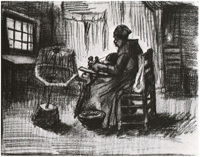 Vincent van Gogh Mujer campesina enrollando hilo Drawing Vincent van Gogh's Mujer campesina enrollando hilo Drawing