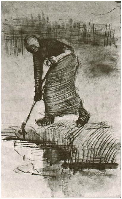 Vincent van Gogh Peasant Woman, Standing near a Ditch or Pool Drawing Vincent van Gogh's Peasant Woman, Standing near a Ditch or Pool Drawing