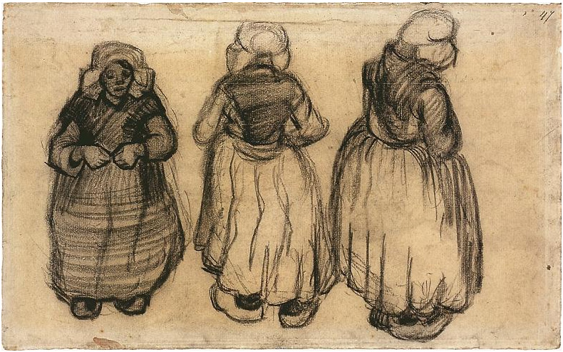 Vincent van Gogh Tres estudios de una mujer con un chal Drawing Vincent van Gogh's Tres estudios de una mujer con un chal Drawing