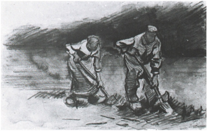 Vincent van Gogh Campesinos excavando Watercolor Vincent van Gogh's Campesinos excavando Watercolor